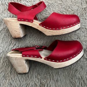 Authentic red Swedish clogs size 36